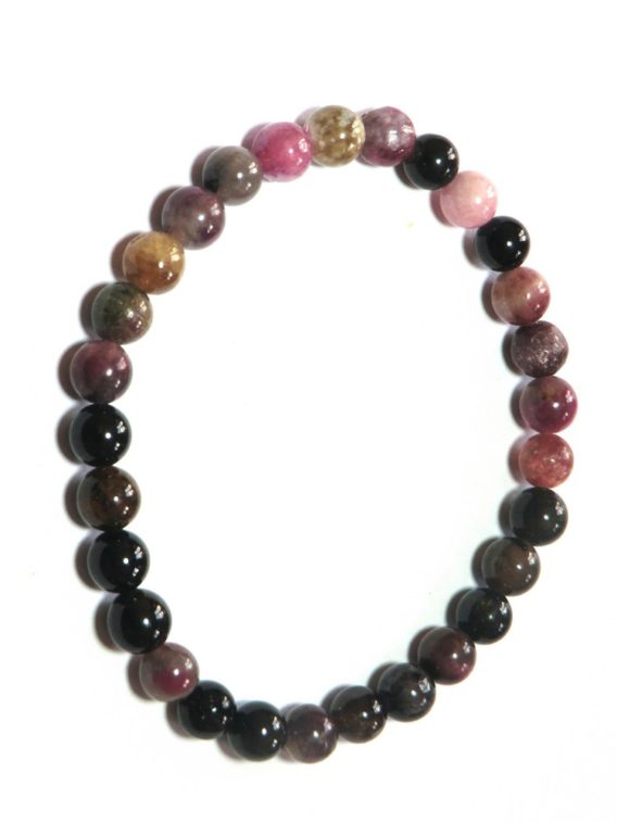 Bracelet Pierre Naturelle Tourmaline Elbaite Multicolore 6mm AA - Neuf